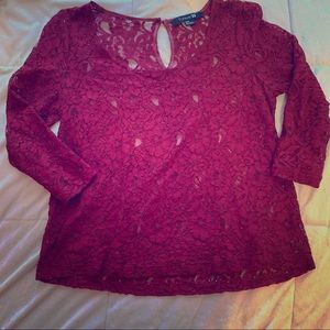Forever 22 Dark Red Lace Top